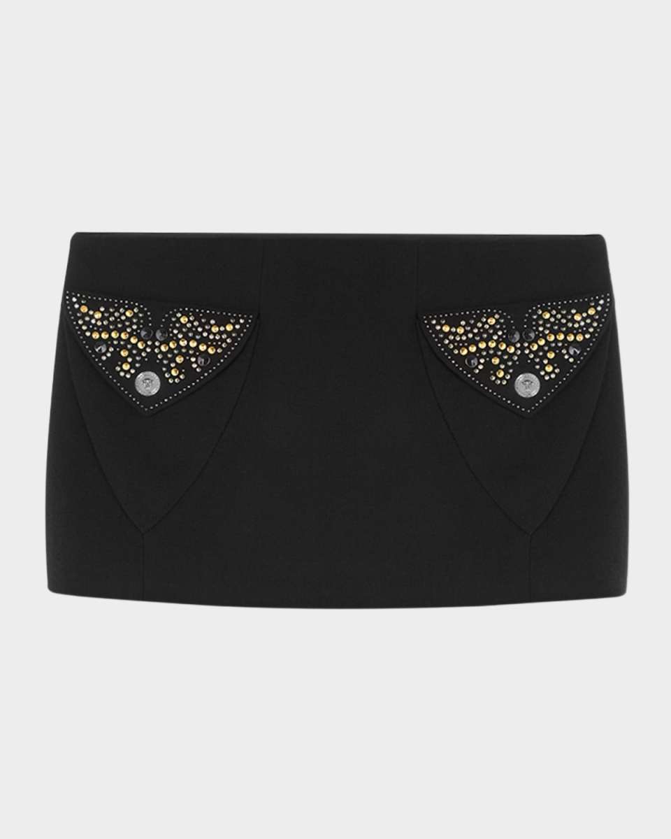 Studded Wool Mini Skirt